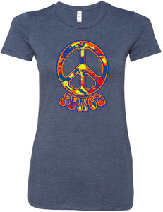 Ladies Peace T-shirt Funky 70's Peace Sign Longer Length Tee - Yoga Clothing for You