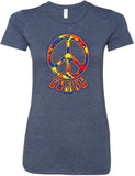 Ladies Peace T-shirt Funky 70's Peace Sign Longer Length Tee - Yoga Clothing for You