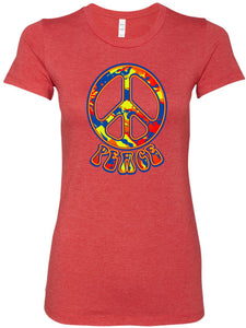 Ladies Peace T-shirt Funky 70's Peace Sign Longer Length Tee - Yoga Clothing for You