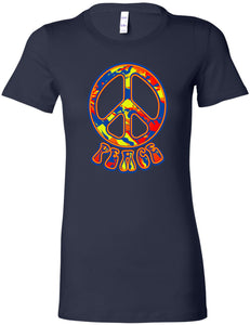 Ladies Peace T-shirt Funky 70's Peace Sign Longer Length Tee - Yoga Clothing for You