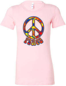 Ladies Peace T-shirt Funky 70's Peace Sign Longer Length Tee - Yoga Clothing for You