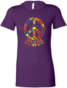 Ladies Peace T-shirt Funky 70's Peace Sign Longer Length Tee - Yoga Clothing for You