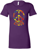 Ladies Peace T-shirt Funky 70's Peace Sign Longer Length Tee - Yoga Clothing for You