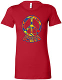 Ladies Peace T-shirt Funky 70's Peace Sign Longer Length Tee - Yoga Clothing for You