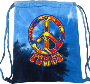 Peace Bag Funky 70's Peace Sign Tie Dye Drawstring Bag - Yoga Clothing for You