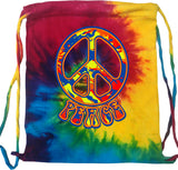 Peace Bag Funky 70's Peace Sign Tie Dye Drawstring Bag - Yoga Clothing for You