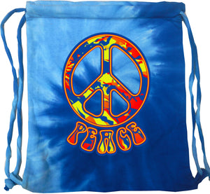 Peace Bag Funky 70's Peace Sign Tie Dye Drawstring Bag - Yoga Clothing for You