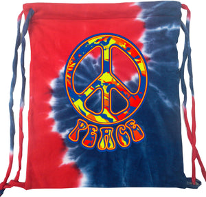 Peace Bag Funky 70's Peace Sign Tie Dye Drawstring Bag - Yoga Clothing for You