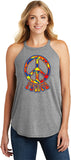 Ladies Peace Tank Top Funky 70's Peace Sign Tri Rocker Tanktop - Yoga Clothing for You