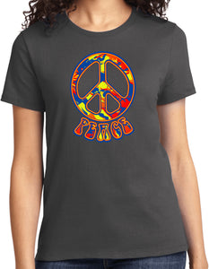 Ladies Peace T-shirt Funky 70's Peace Sign Tee - Yoga Clothing for You