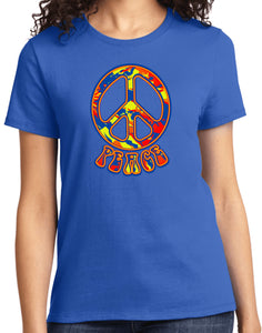 Ladies Peace T-shirt Funky 70's Peace Sign Tee - Yoga Clothing for You