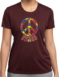 Ladies Peace T-shirt Funky 70's Peace Sign Moisture Wicking Tee - Yoga Clothing for You