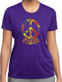 Ladies Peace T-shirt Funky 70's Peace Sign Moisture Wicking Tee - Yoga Clothing for You