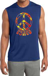 Peace T-shirt Funky 70's Peace Sleeveless Competitor Shirt - Yoga Clothing for You