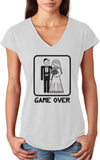 Ladies Game Over Triblend V-Neck Shirt Black Print - Yoga Clothing for You