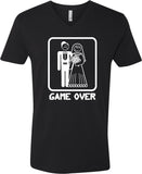 Game Over V-neck Shirt White Print - Yoga Clothing for You