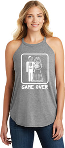 Ladies Game Over Rocker Tanktop White Print - Yoga Clothing for You