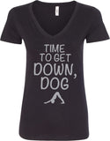 It's Time to Get Down, Dog Ideal V-neck Yoga Tee Shirt - Yoga Clothing for You