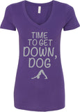 It's Time to Get Down, Dog Ideal V-neck Yoga Tee Shirt - Yoga Clothing for You
