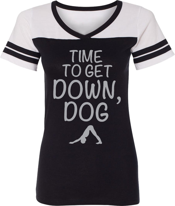 It's Time to Get Down, Dog Powder Puff Yoga Tee Shirt - Yoga Clothing for You