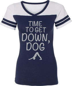 It's Time to Get Down, Dog Powder Puff Yoga Tee Shirt - Yoga Clothing for You
