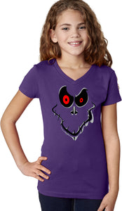 Girls Halloween T-shirt Ghost Face V-Neck - Yoga Clothing for You