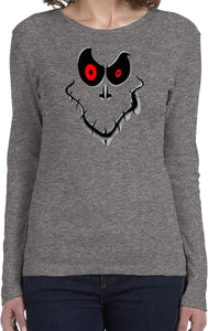 Ladies Halloween T-shirt Ghost Face Long Sleeve - Yoga Clothing for You