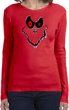 Ladies Halloween T-shirt Ghost Face Long Sleeve - Yoga Clothing for You