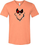 Halloween T-shirt Ghost Face Tri Blend V-Neck - Yoga Clothing for You