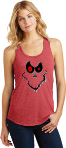 Ladies Halloween Tank Top Ghost Face Racerback - Yoga Clothing for You