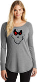 Ladies Halloween T-shirt Ghost Face Tri Blend Long Sleeve - Yoga Clothing for You