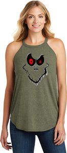 Ladies Halloween Tank Top Ghost Face Tri Rocker Tanktop - Yoga Clothing for You