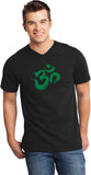 Green Brushstroke AUM Important V-neck Yoga Tee Shirt - Yoga Clothing for You