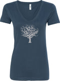 Grey Tree of Life Ideal V-neck Yoga Tee Shirt - Yoga Clothing for You