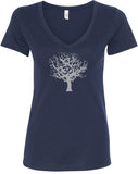 Grey Tree of Life Ideal V-neck Yoga Tee Shirt - Yoga Clothing for You