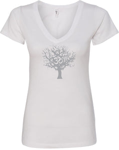 Grey Tree of Life Ideal V-neck Yoga Tee Shirt - Yoga Clothing for You