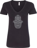 Grey Hamsa OM Ideal V-neck Yoga Tee Shirt - Yoga Clothing for You