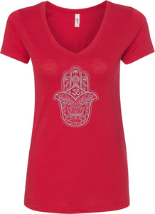 Grey Hamsa OM Ideal V-neck Yoga Tee Shirt - Yoga Clothing for You