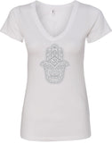 Grey Hamsa OM Ideal V-neck Yoga Tee Shirt - Yoga Clothing for You