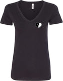 Yin Yang Heart Pocket Print Ideal V-neck Yoga Tee Shirt - Yoga Clothing for You