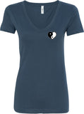 Yin Yang Heart Pocket Print Ideal V-neck Yoga Tee Shirt - Yoga Clothing for You