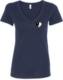 Yin Yang Heart Pocket Print Ideal V-neck Yoga Tee Shirt - Yoga Clothing for You