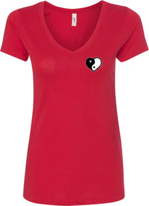 Yin Yang Heart Pocket Print Ideal V-neck Yoga Tee Shirt - Yoga Clothing for You