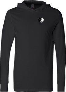 Yin Yang Heart Pocket Print Lightweight Yoga Hoodie Tee - Yoga Clothing for You