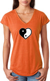 Yin Yang Heart Triblend V-neck Yoga Tee Shirt - Yoga Clothing for You