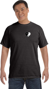 Yin Yang Heart Pocket Print Pigment Dye Yoga Tee Shirt - Yoga Clothing for You