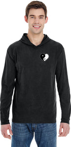 Yin Yang Heart Pocket Print Pigment Hoodie Yoga Tee Shirt - Yoga Clothing for You