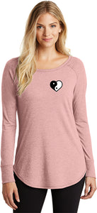 Yin Yang Heart Pocket Print Triblend Long Sleeve Tunic - Yoga Clothing for You