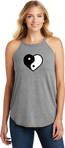 Yin Yang Heart Triblend Yoga Rocker Tank Top - Yoga Clothing for You