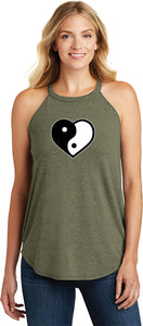 Yin Yang Heart Triblend Yoga Rocker Tank Top - Yoga Clothing for You